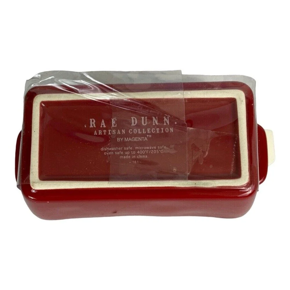 Rae Dunn Christmas JINGLE Mini Loaf Pan Baking Dish Red w/ Spatula Ho Ho Ho NEW